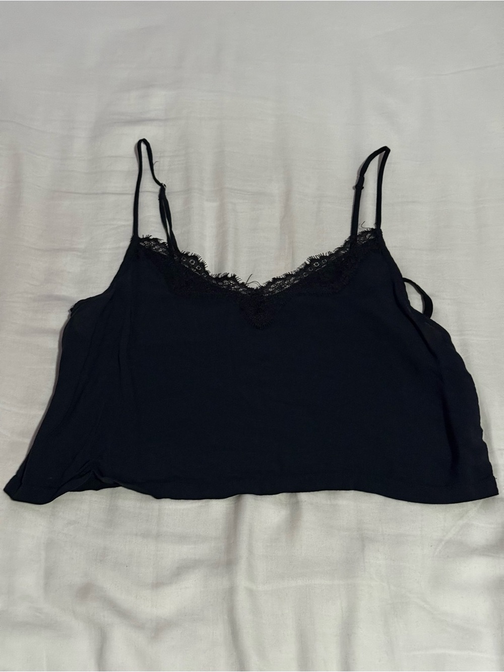 Out from under black lace cami top